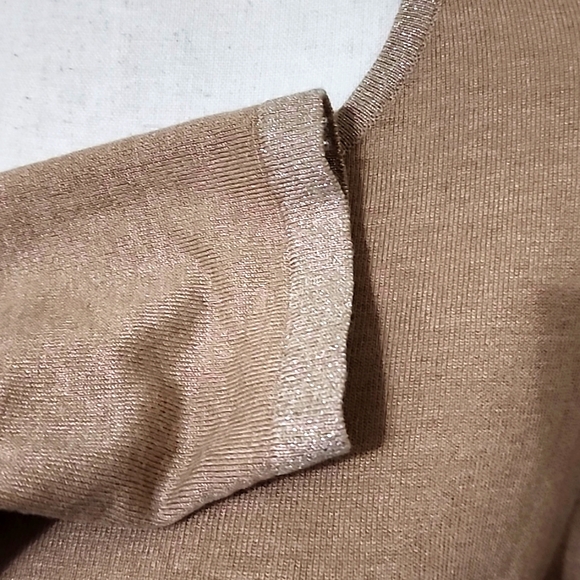 **SOLD** "CHICO'S" TAN/METALLIC SWEATER SZ 3 (16-18) - Picture 3 of 9